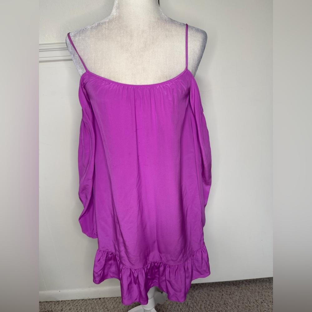 Lilly Pulitzer Magenta Cold-Shoulder Ruffle Hem top size XXS